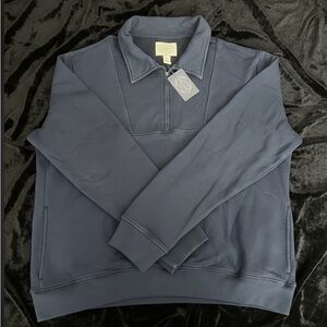 St. John's Bay Navy Blue Quarter Zip Fleece Pullover Men's